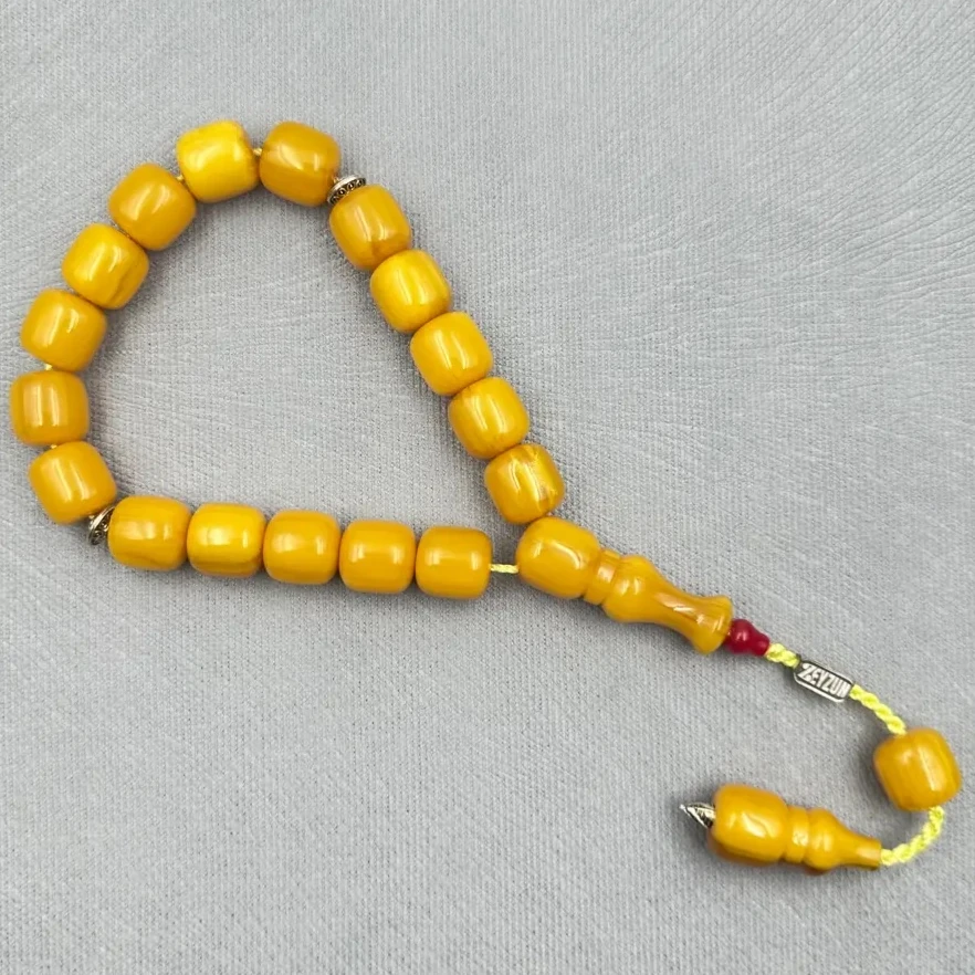 Zeyzun Usta İşçilikli Tam Bilek Boy Yoğun Dik Hareli Efe Maskot Sıkma Kehribar Tespih